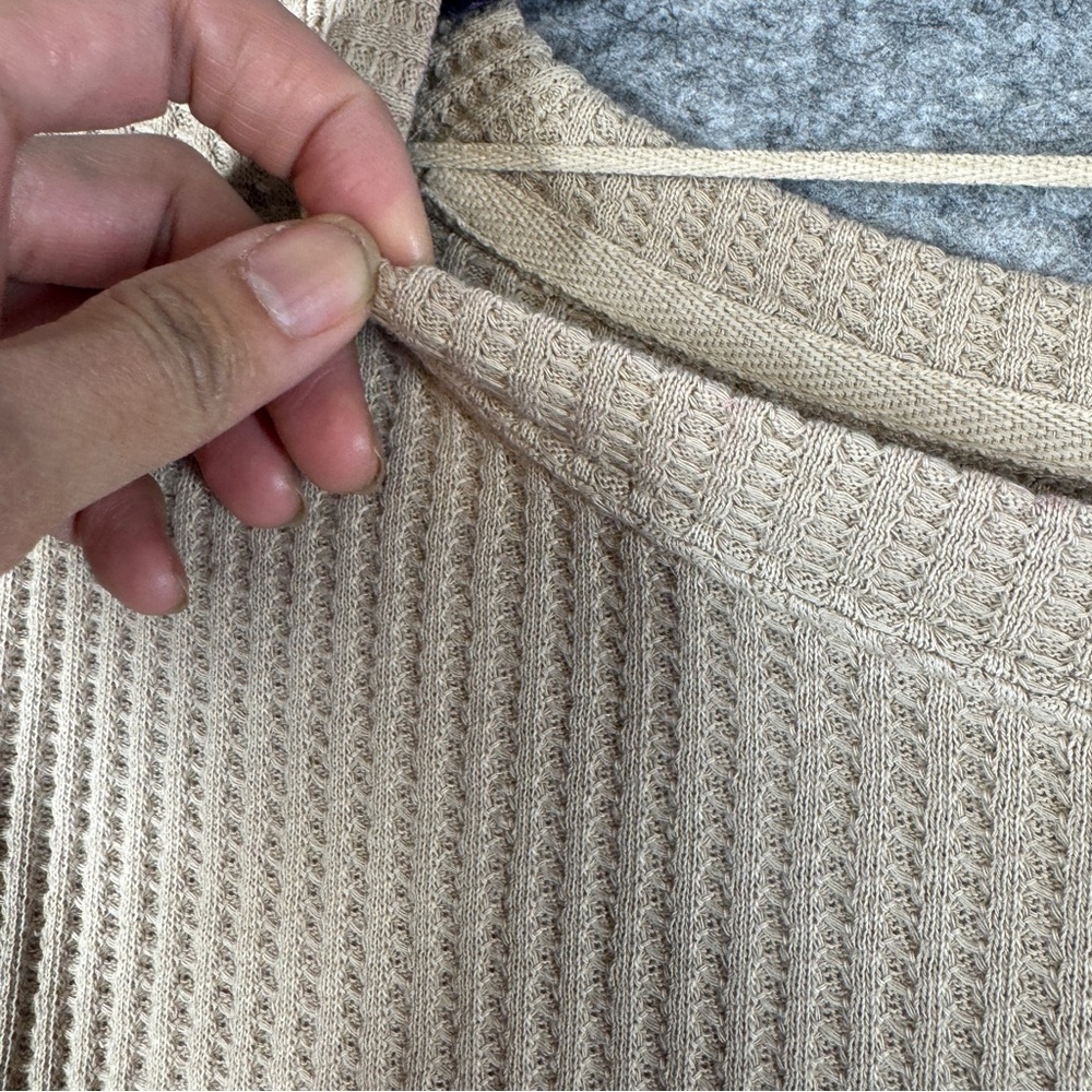 We The Free Tan Waffle Knit Long Sleeve Top Size S Casual Boho Layering - Picture 9 of 13
